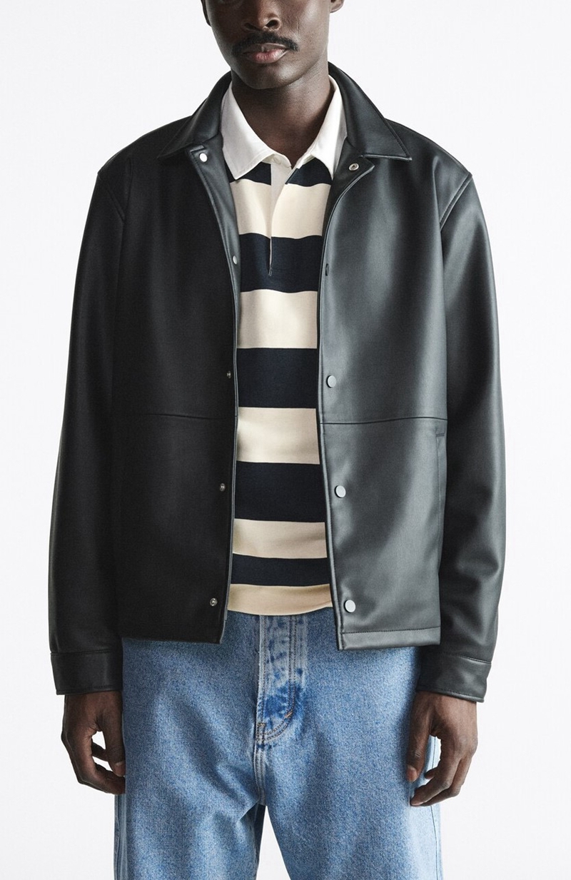 Mens loose leather jacket