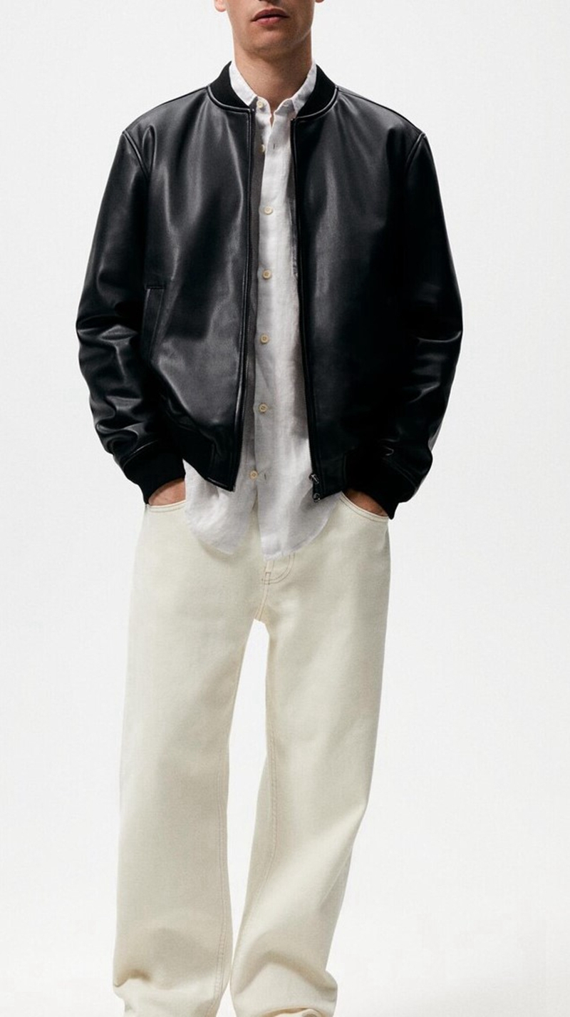 Mens leather baseball uniform