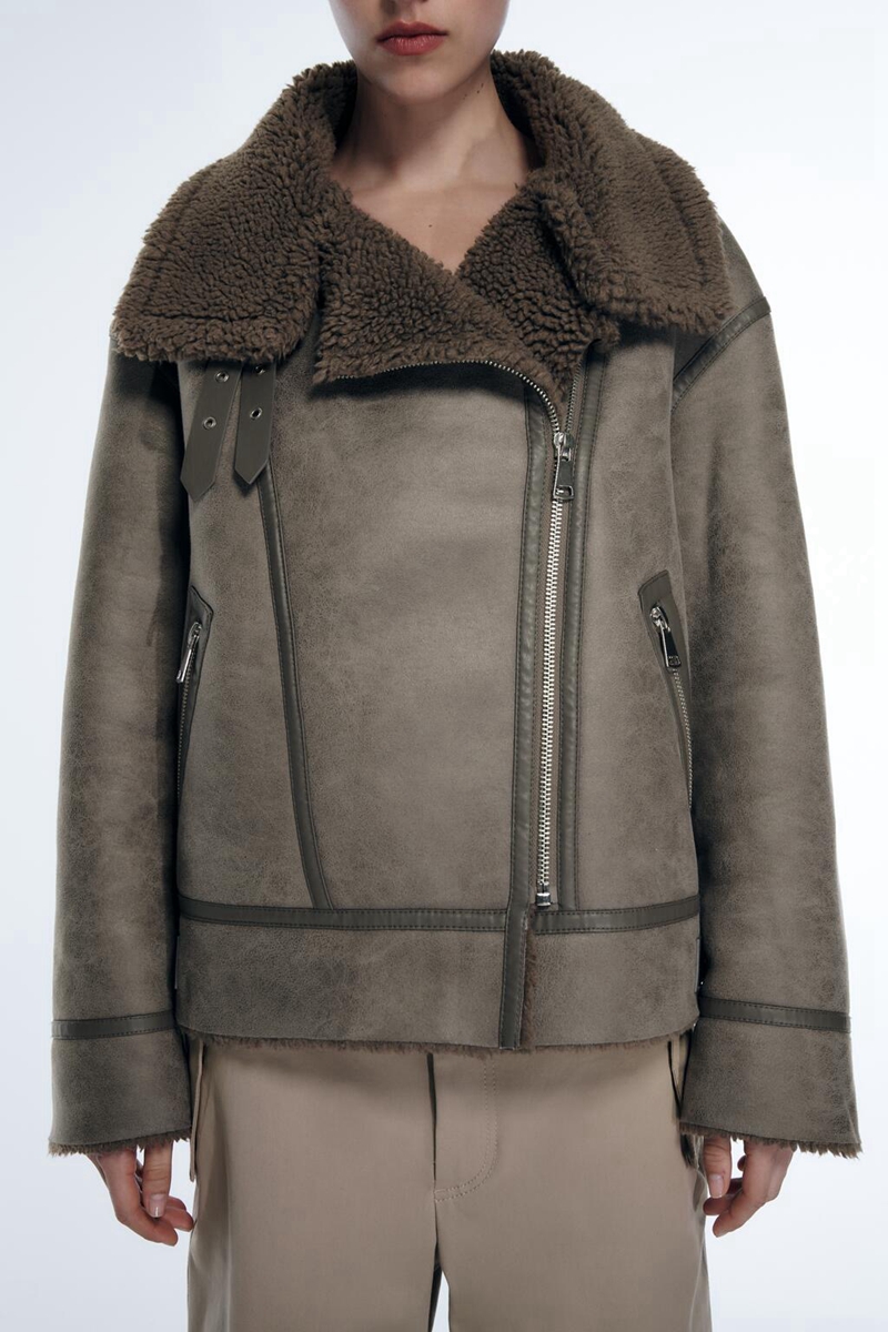 Womens green fake fur jacket