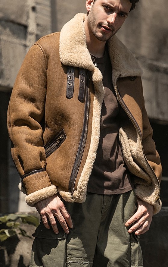 Mens Faux Leather Aviator Bomber Jackets