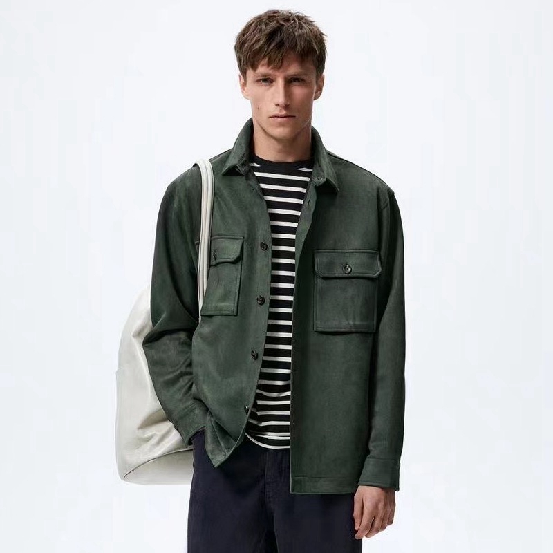 Mens fake suede shirt