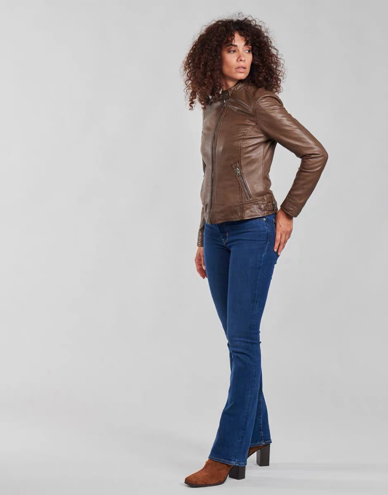 Womens slim-fit Faux leather jacket