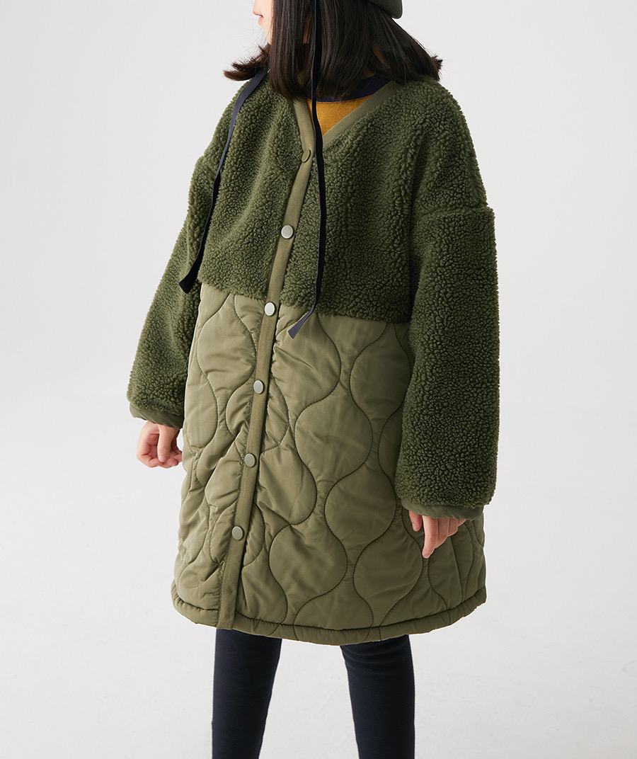 Girls of fake fur spliced coat